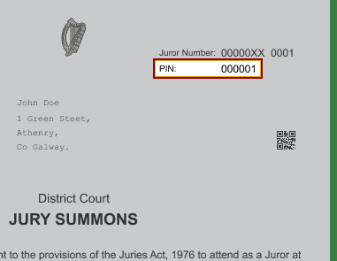 Your Pin can be found on the top right corner of your Jury Summons letter.